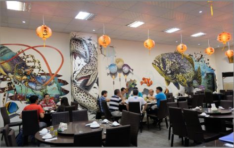 玉屏海鲜餐厅墙体彩绘